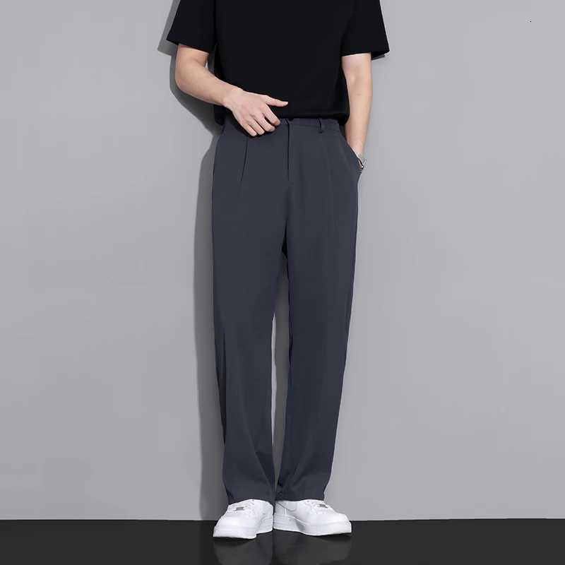 Beige Suit Pants Men Loose Fit Fashion Social Mens Wide Leg Dress Pants Korean Casual Straight Pants Mens Office Formal Trousers W250826
