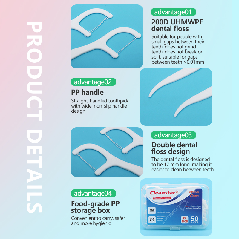 Dental floss storage box, 200D family pack, plastic toothpicks, disposable, 50 pieces, mini box, dental floss picks