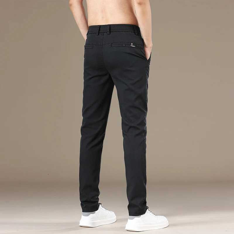 New Spring Summer Lyocell Fabric Mens Casual Pants High Quality Fashion Slim Business Trousers Brand Elastic Soft Pants W250826