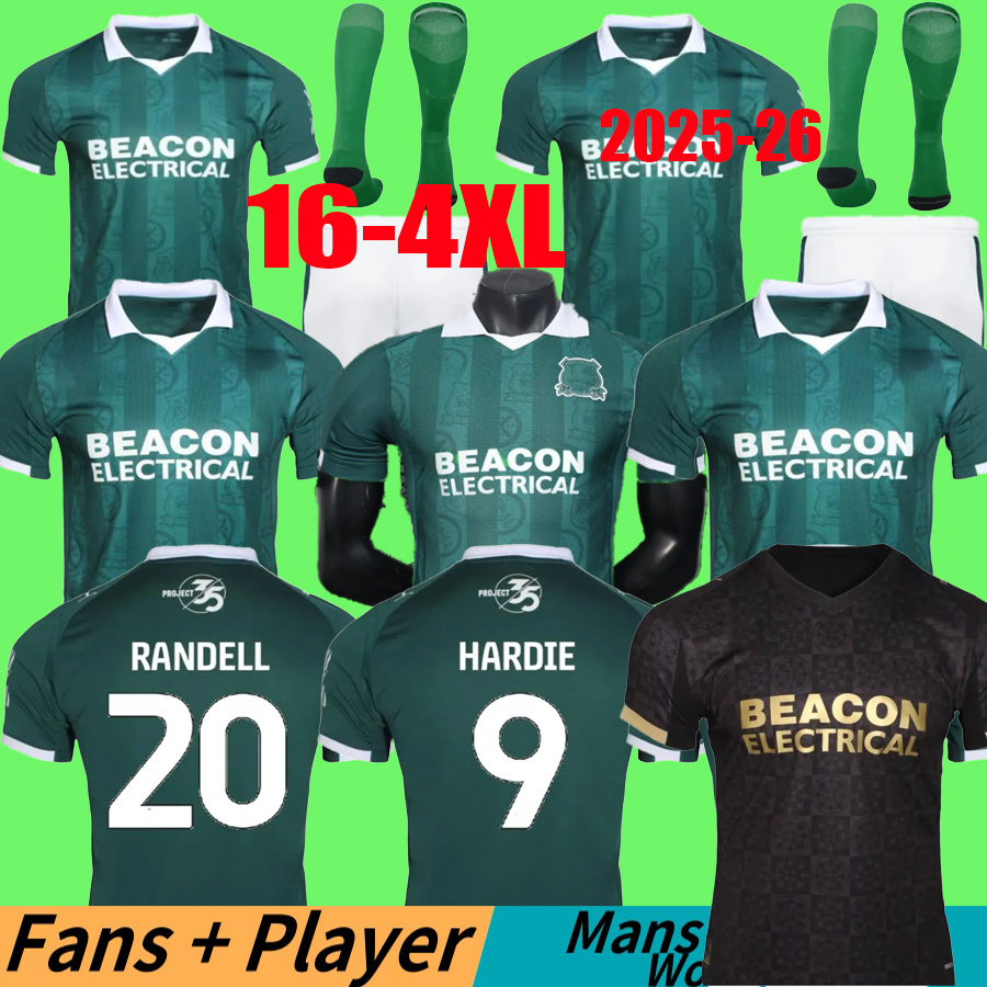 2025 2026 Plymouth Soccer Jerseys green ALHAJJ WHITTAKER RANDELL EDWARDS CISSOKO Maillot Foot Home Away Official 25 26 player version Men kids Football Jersey