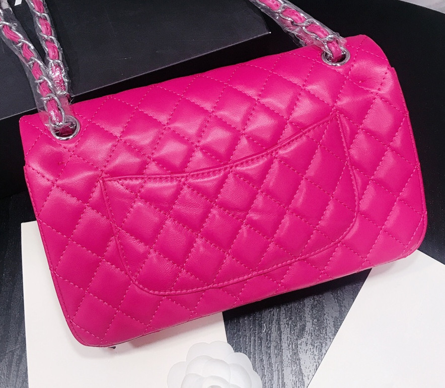 Fashion Designer Shoulder Bags Womens Classic Flap Solid Color Rhombus Sheepskin Purses Messenger Bags Handbags 25cm Pleuche Cover bag