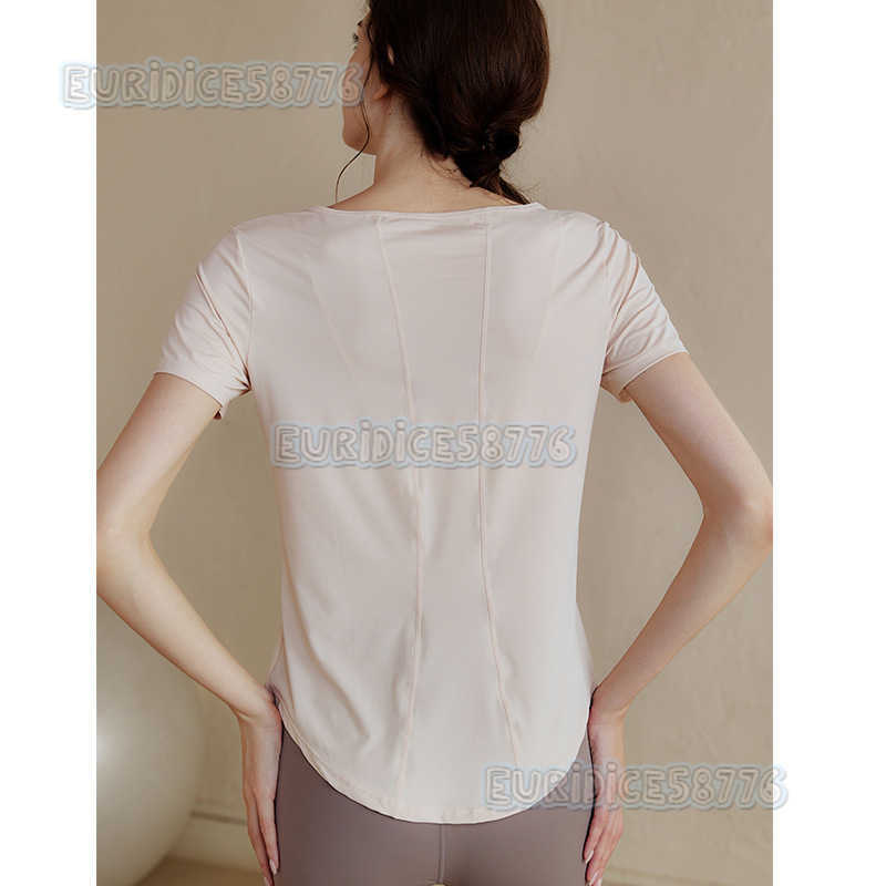 Womens Yoga Top Loose Slimming Quickdry Short Sleeve Tshirt Cool Running Sports Top Morning Jogging Workout Fitness Clothing H250825