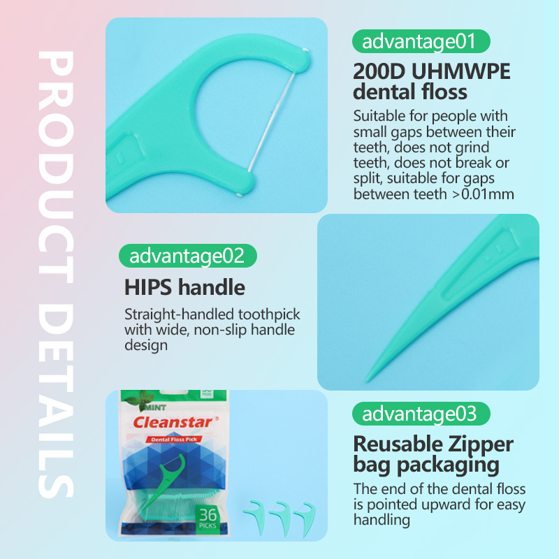36-piece bag of premium portable dental floss sticks that are gentle on gums, suitable for hotels and home use, with bow-shaped floss picks