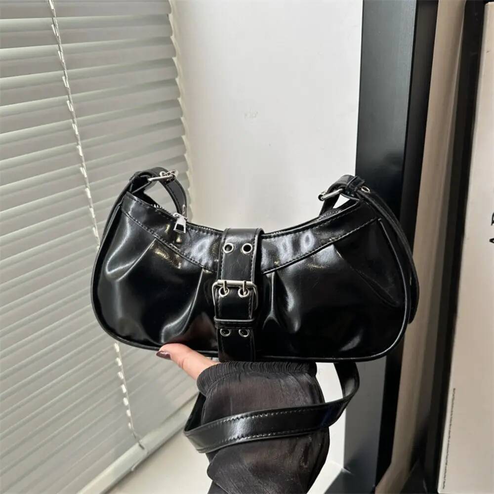Retro Designer Buckle Armpit Pu Leather Gothic Y2k Shoulder Bag Vintage Cross Body Spicy Girl Handbag Female ddmypanda