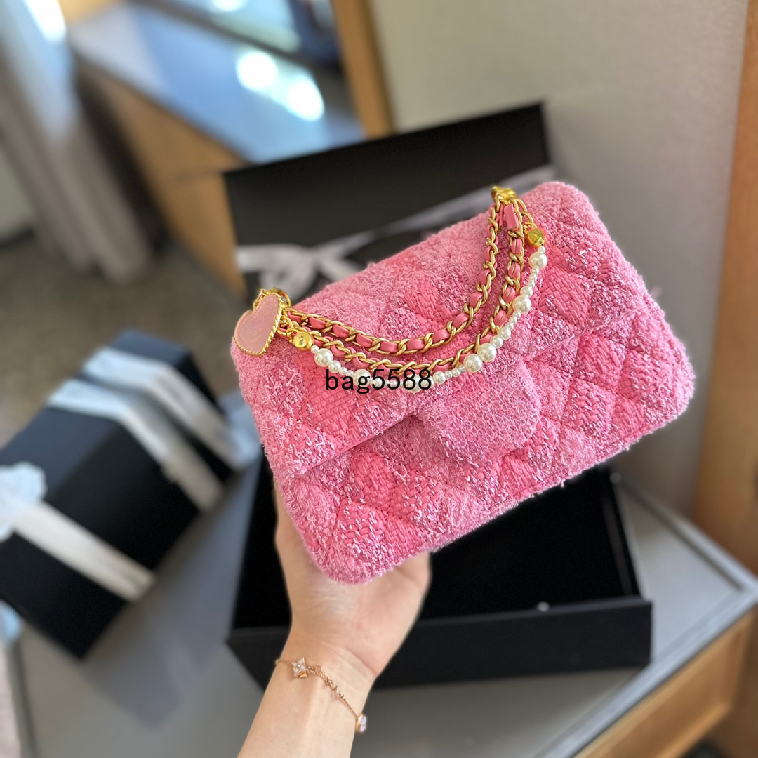 Top Quality Designer Square Tweed Bag Mini Bag Classic Flap CF 25ss Bag Womens Luxury Shoulder Crossbody Chain Bag Turn Lock Designer Handbag