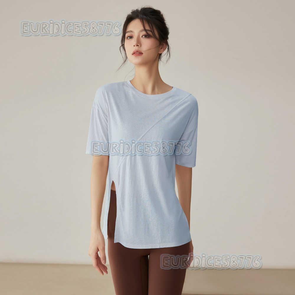 Loose Sports Top Coverup Professional Yoga Wear for Women Summer Short Sleeve Tshirt Running Pilates Training Fitness Clothing H250825