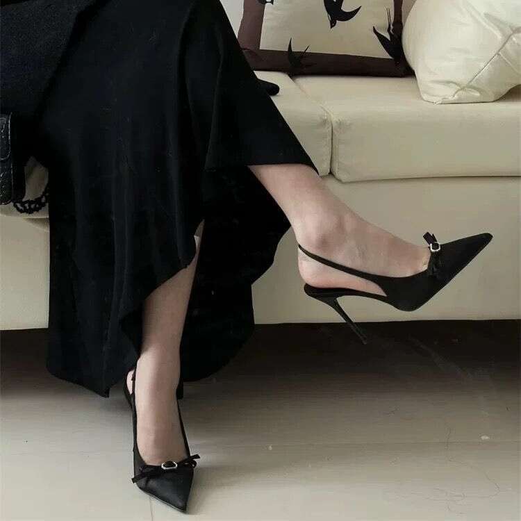 Fashion Pointed Toe Bow High-End Versatile Single Shoes Korean Style Champagne Color High Heels Women Thin Heel 2025 Autumn New Model