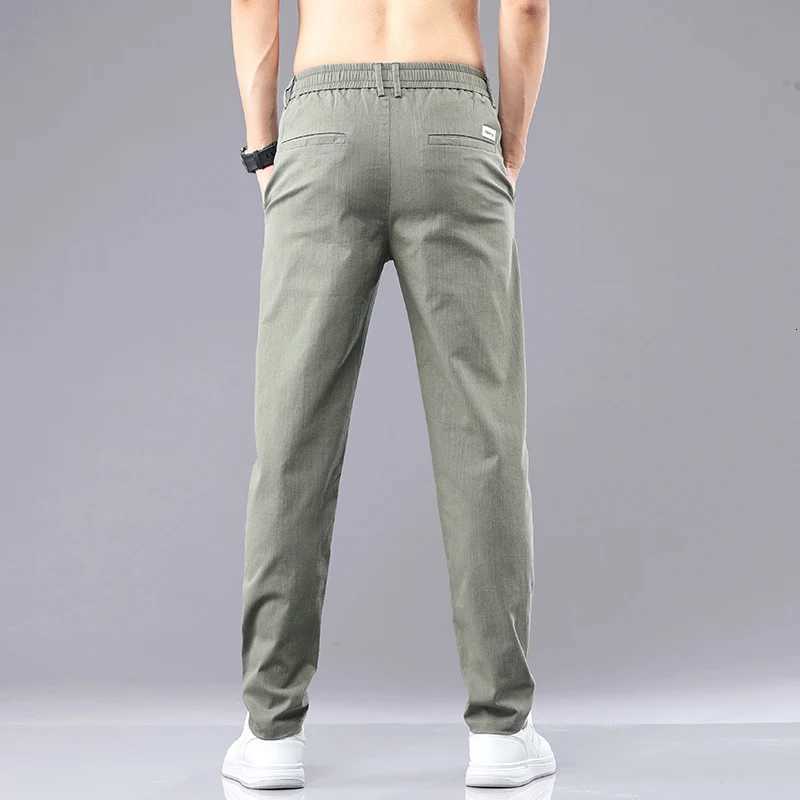 6 Color Summer Mens Classic Cotton Solid Color Fashion Business Casual Pants Elastic Waist Korean Fashion Men Clothing 2838 W250826