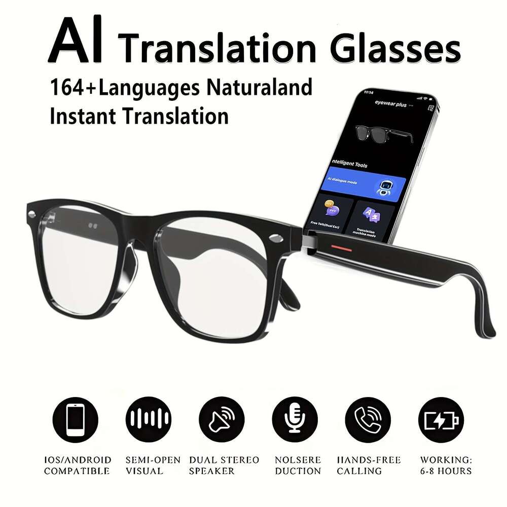 Tough Wireless Smart Glasses Deliver Clear Talk, Rich Sound, Sharp Images, Adjustable Light, Flexible Modes. Great For Daily Life And Festive Presents