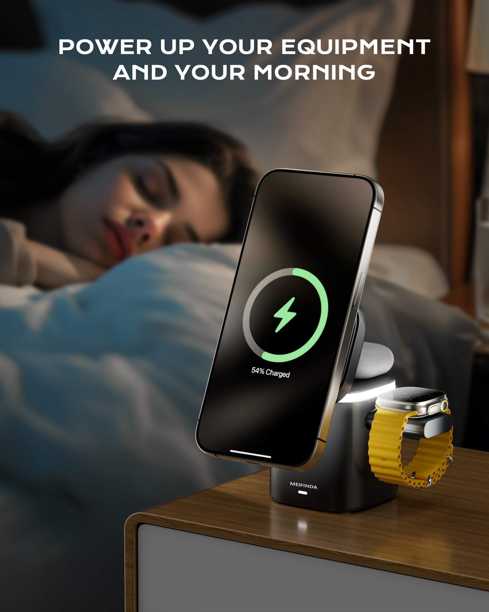 3 in 1 Magnetic Wireless Charging Station for iPhone, Portable MagSafe Wireless Charger Stand iPhone with Plug iPhone 16 15 14 13 12 Pro/Pro Max/Plus 