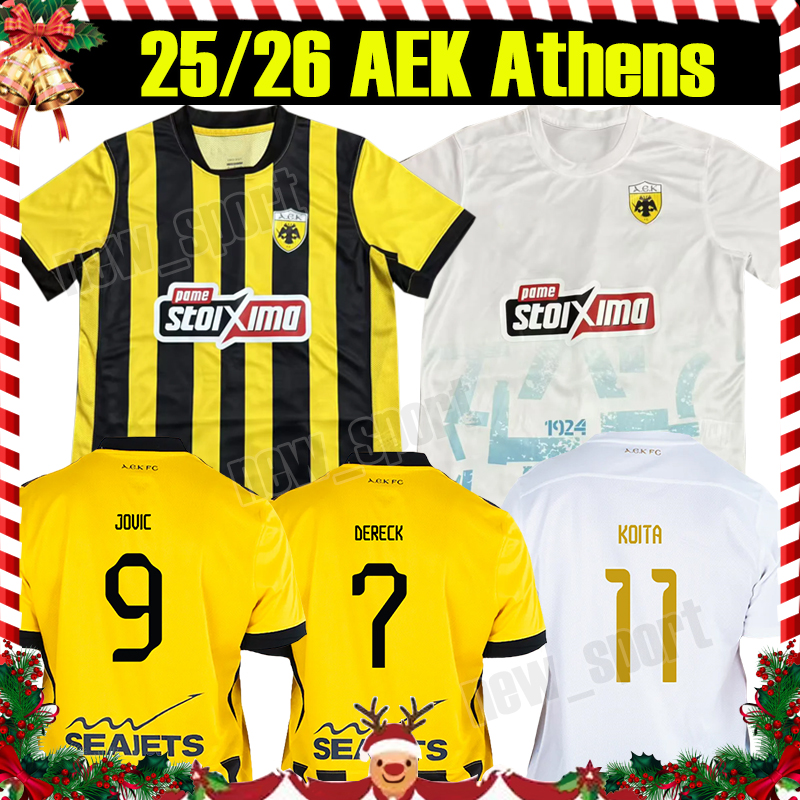 4XL 25/26 AEK Athens Soccer Jerseys 2025 2026 RELVAS DERECK ZINI JOVIC MANTALOS PEREYRA ELIASSON MARTIAL ORBELIN men kids kits set socks football shirts