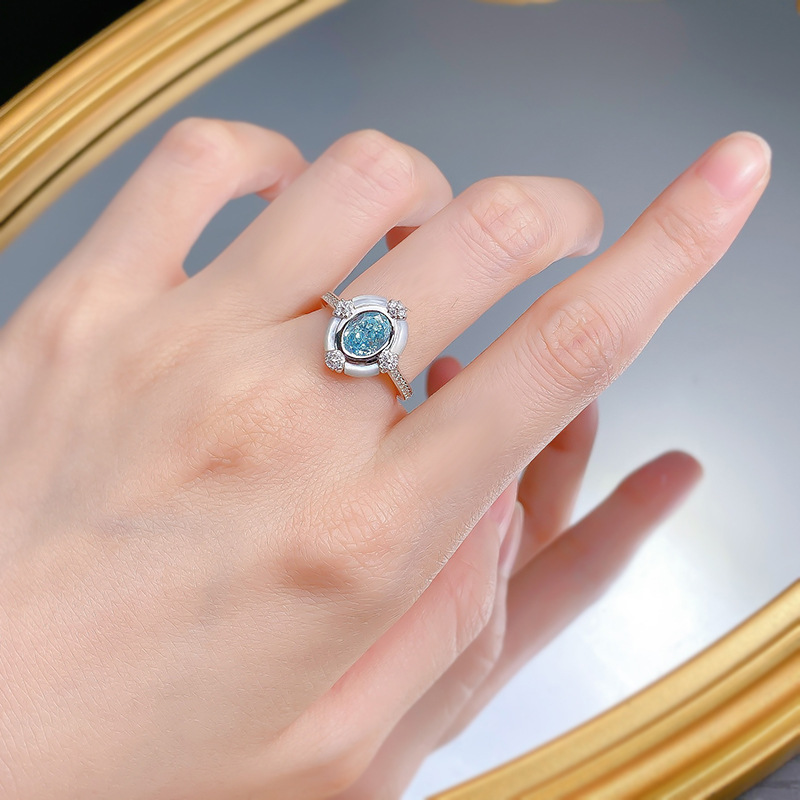 2025 Choucong Brand Luxury Jewelry 100% 925 Sterling Silver Oval Cut Aquamarine Lab Moissanite Dimaond Gemstones Party Eternity Women Engagement Band 