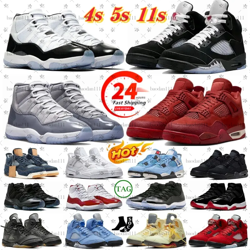 With Box Designer shoes 4s 5s 11s Basketball Shoes Fire Red Black Cat Cool Grey Cherry Brick Thunder metallic Cement Reimagined Men Women Sports Sneakers