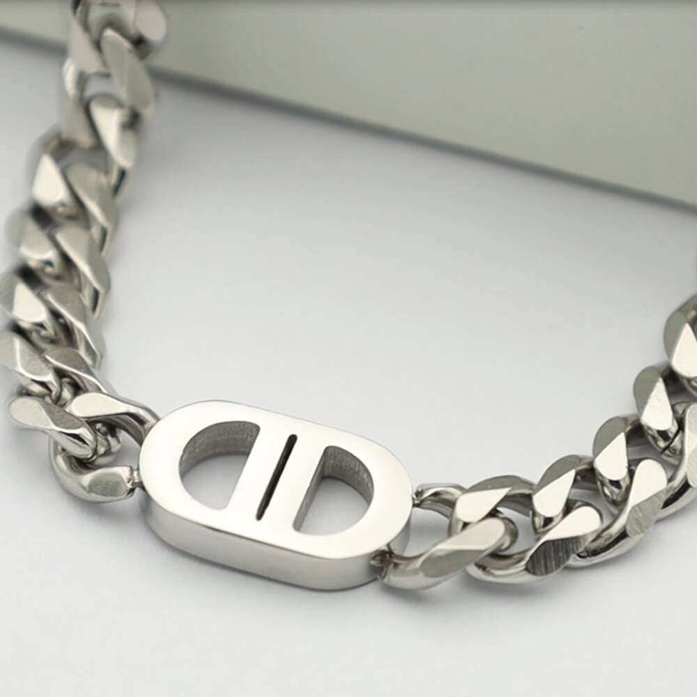 Ins Style Hip-Hop Trendy Cuban Chain Personality Gold Double D Titanium Steel Necklace Non-Fading