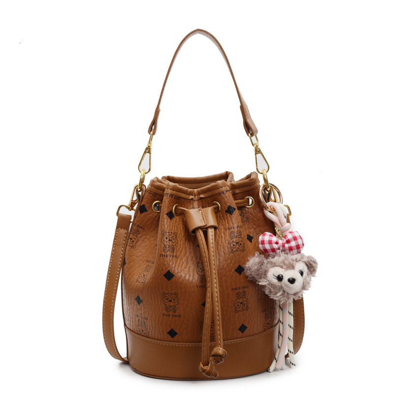 Foreign Trade Printed Drawstring Bucket Bag For Women Luxury Bag New Fashion Trendy Designer Bag Shoulder Bag Free Delivery To Your Door Commuter Cros