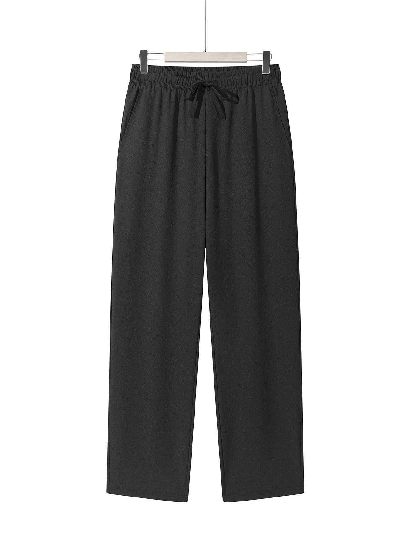 Summer Mens Straight Trousers Casual Solid Color Breathable Drawstring Long Pants Sweatpants Streetwear Men Baggy Pants W250826