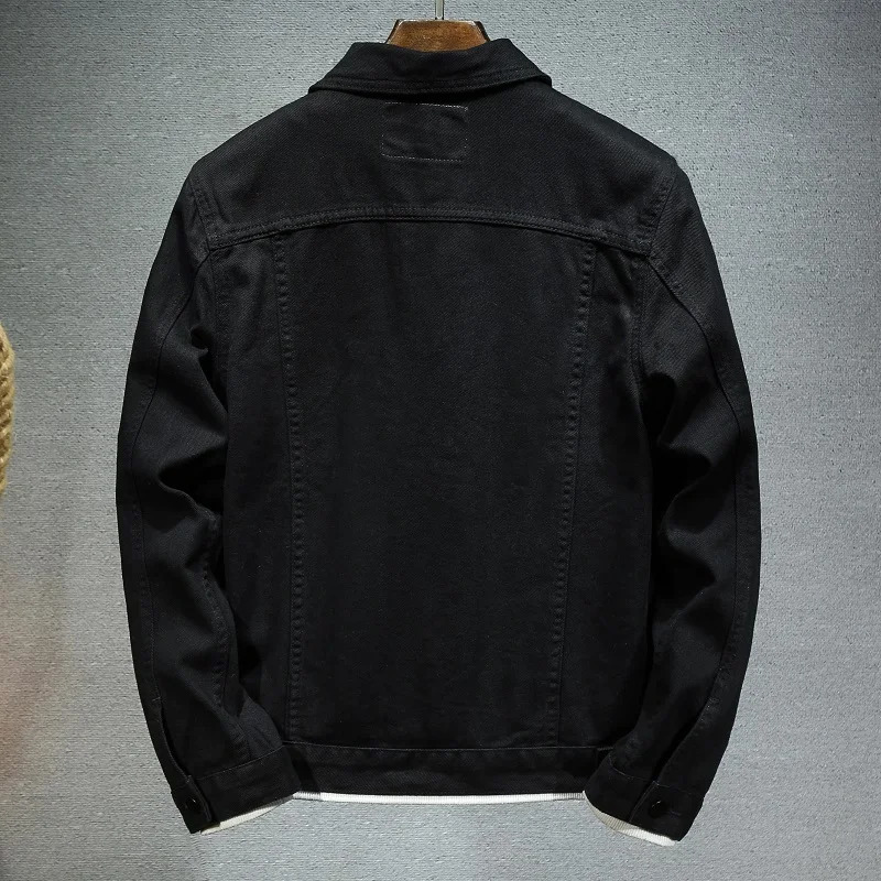 Spring Men Solid Lapel Denim Jackets Fashion Motorcycle Jeans Jackets Hommes Slim Fit Cotton Casual Black White Coats 250825