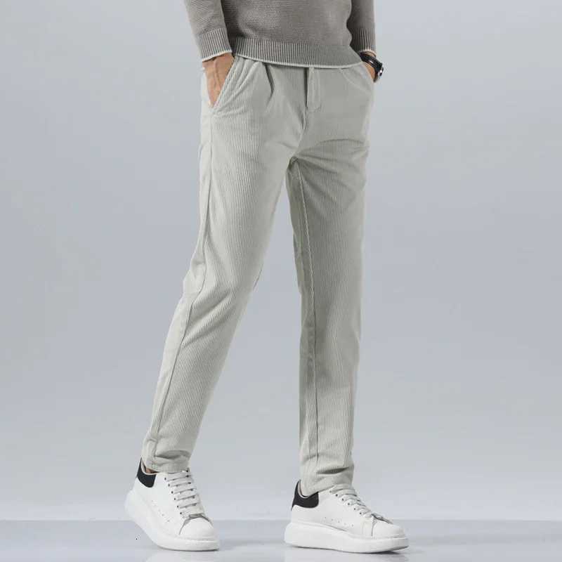 2024 Spring Autumn Mens Corduroy Casual Pants Business Fashion Solid Color Elastic Regular Fit Trousers Male Size 2938 W250826