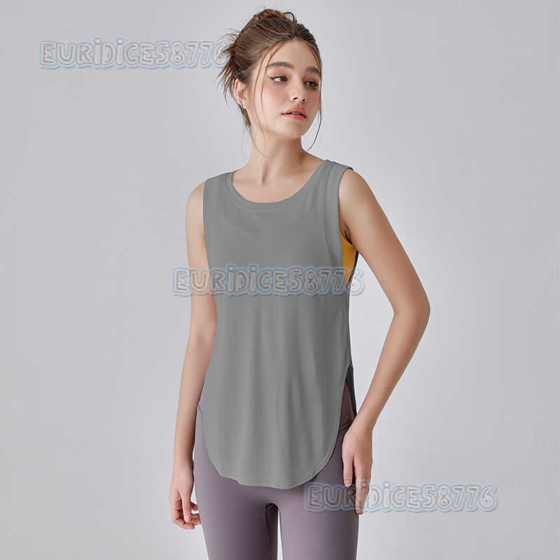 Sports Vest for Women Loose Fit Hipcovering Slimming Yoga Top Tshirt Summer Thin Style Training Fitness Sleeveless Coverup H250825
