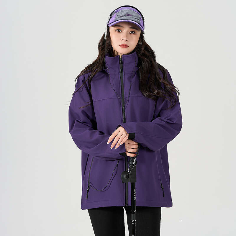 2025 Spring Autumn Outdoor Soft Shell Couple Style Waterproof Windproof Hooded Casual Sports Jacket For Men And Women