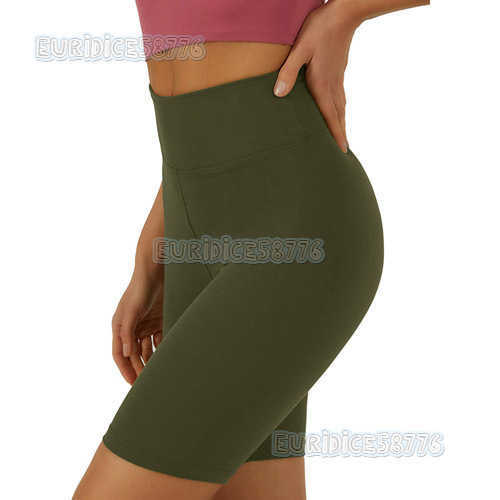Solid Color Patchwork Buttlifting Sports Shorts High Waist Fivepoint Bare Sensation Leggings Plus Size Shorts H250825