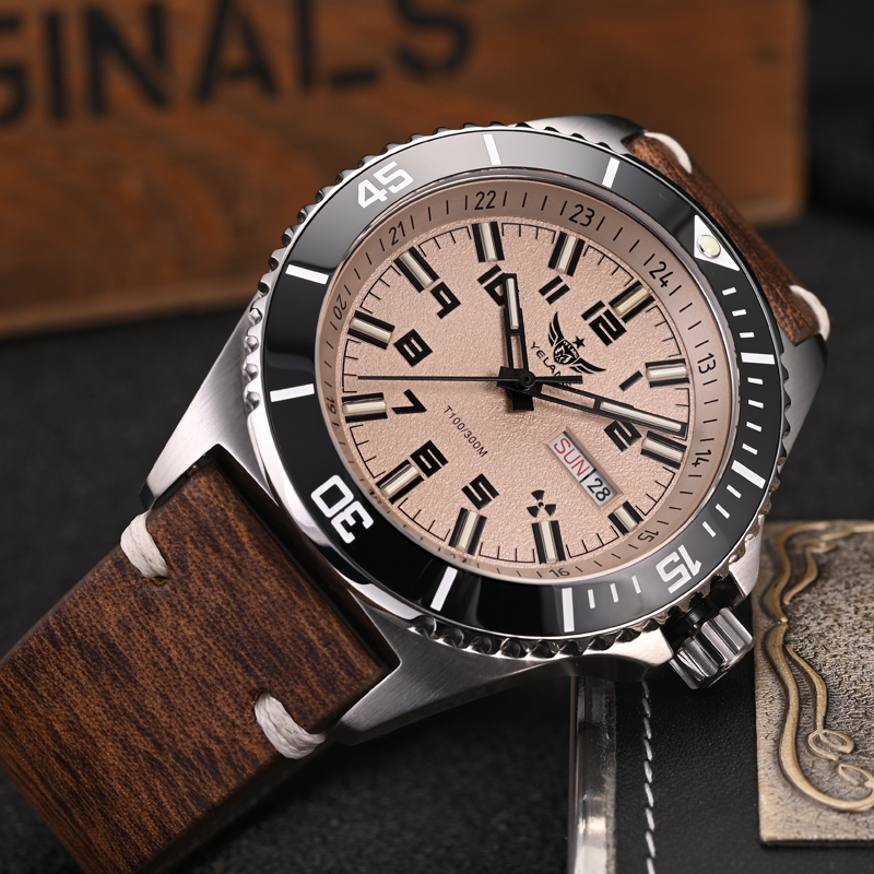 Yelang V1031 Men Watches 44mm Diver Retro Water Japan 8205 Automatic Mechanical Sapphire Vintage Watch Waterproof 30BR luminous