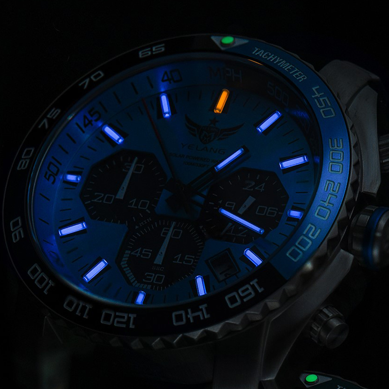 Yelang Watch V1215 44MM Man Sports Watch Japan VR42 Eco-Drive movement Diving Watch 100m Professional Waterproof T100 luminous