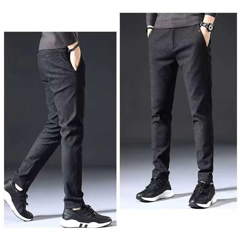 Mens Straight Leg Long Daily Pants Casual Straight Slim Fit Narrow Leg Trousers Stylish Male Suit Work Fashion Blue Gray Pants W250826