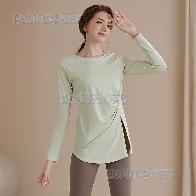 Highend Long Sleeve Yoga Top for Women 2025 New Fitness Wear Loose Slimming Ruched Hipcovering Sports Top H250825