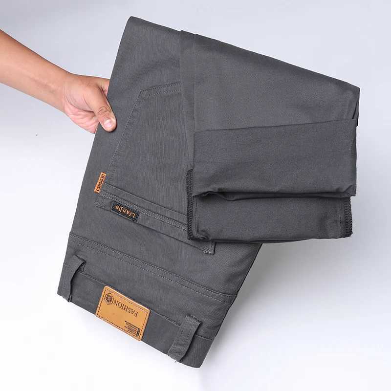 2024 Mens High Quality Pure Cotton Classic Solid Color Casual Pants Business Stretch Cotton Slim Straight Brand Trousers Male W250826