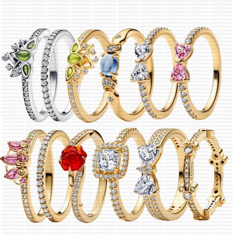 Designer Rings gold Rings for women Princess rose flower Wedding Ring with box luxury jewelry 925 Silver sparkle Diamond ring engagement Ring fashion party gifts