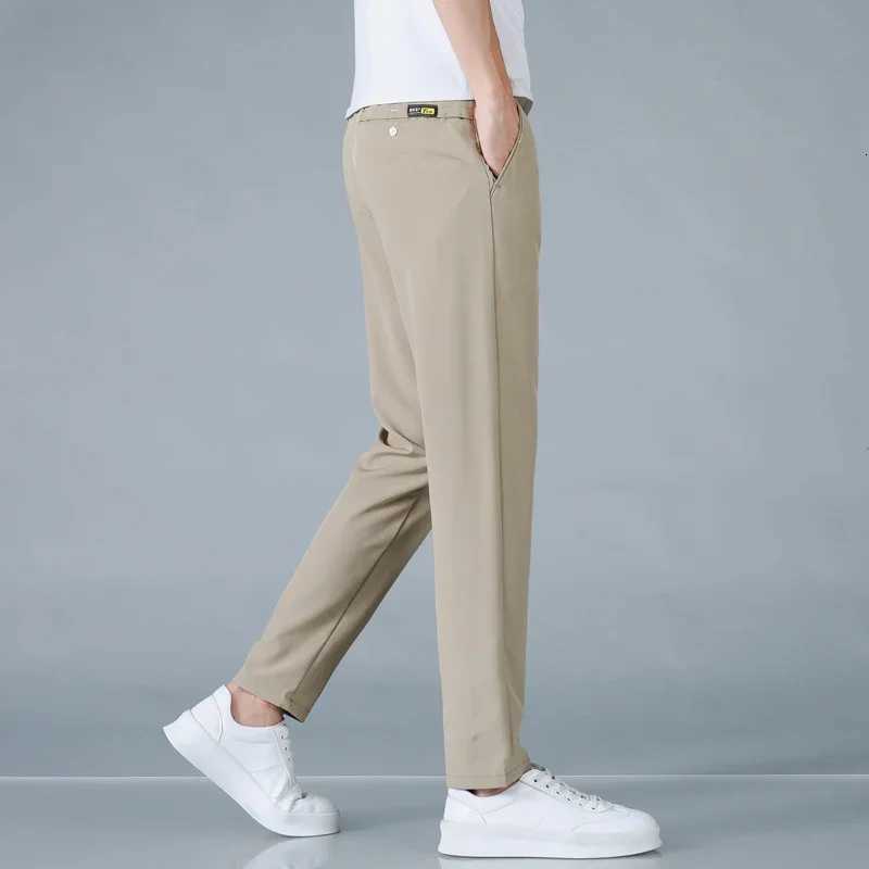 2025 Spring Summer Ultrathin Mens Casual Pants Slim Straight Leg Elastic Waist Sports Jogging Trousers Fashion Men Golf Pants W250826