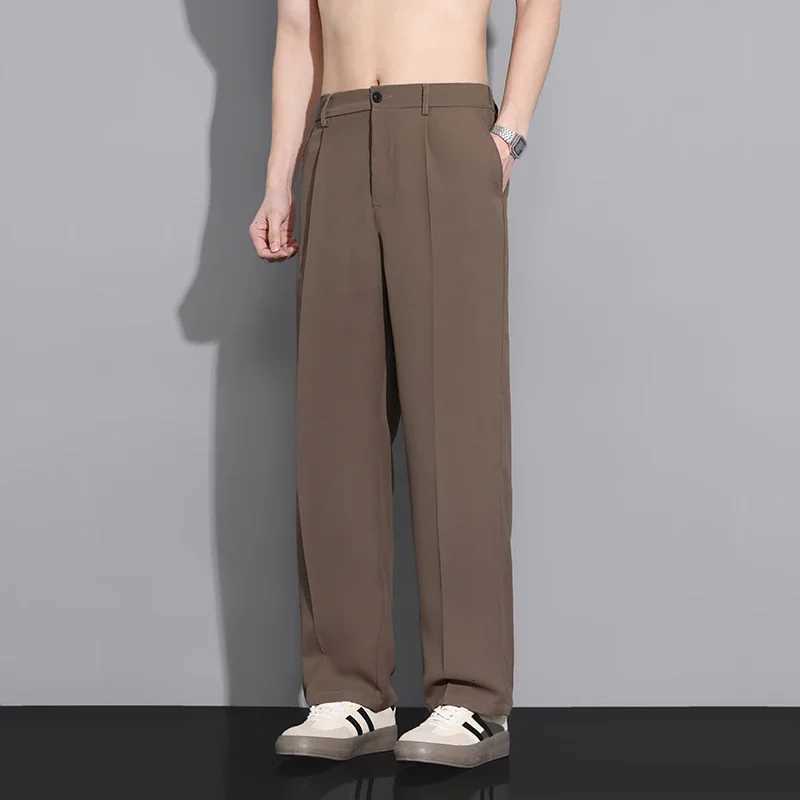 Beige Suit Pants Men Loose Fit Fashion Social Mens Wide Leg Dress Pants Korean Casual Straight Pants Mens Office Formal Trousers W250826