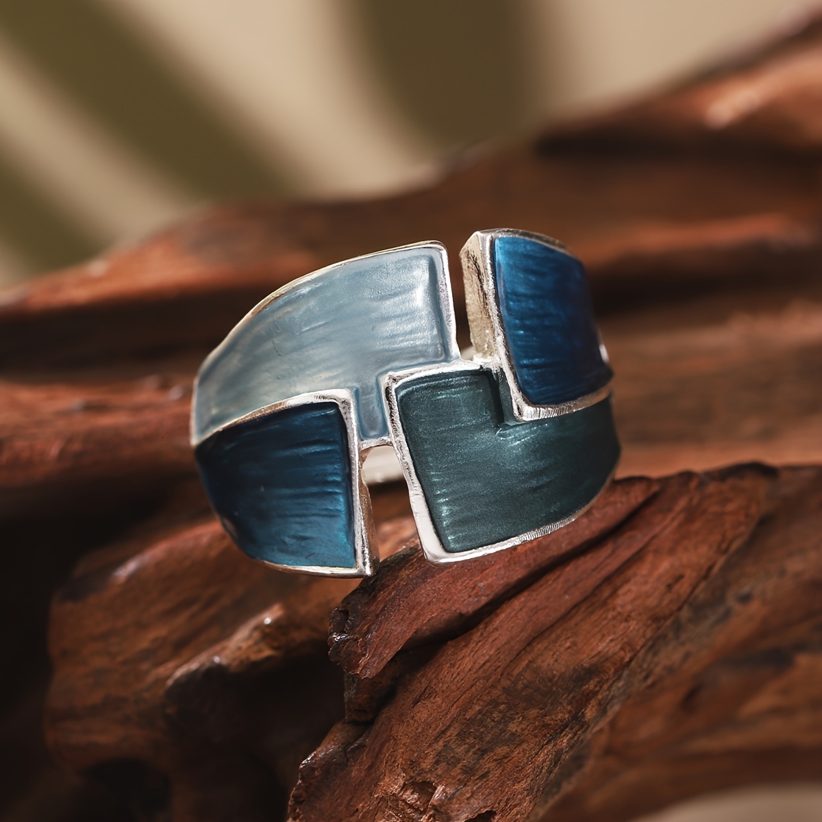 1 Piece Fashion Bohemian Simple Geometric Elastic Adjustable Ring for Women Spring Summer New Gold Zinc Alloy Blue Thin Coating Daily Party Vacation G