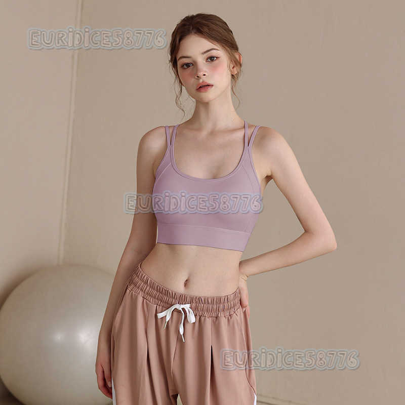 Highend Yoga Sports Bra Cross Back Shockproof Gathered Yoga Running Fitness Onepiece Sports Bra H250825