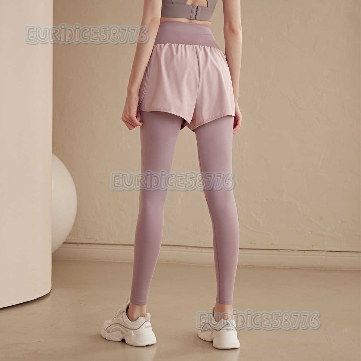 Fake Twopiece Yoga Pants for Women High Waist Hip Lift Tummy Control Fitness Pants Running Pants Elastic Tight Quickdry Sports Long Pants Autumn H2508