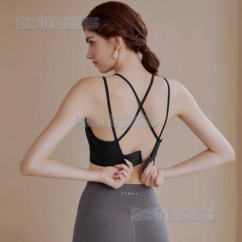 Highend Yoga Sports Bra Cross Back Shockproof Gathered Yoga Running Fitness Onepiece Sports Bra H250825 DMG2