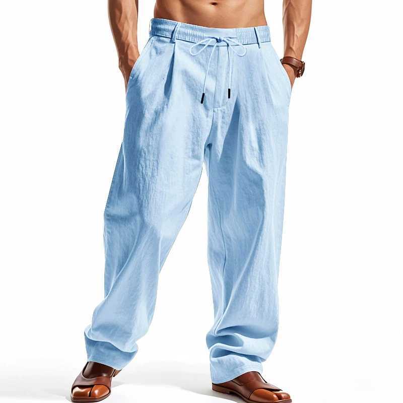 Autumn New Product American Loose Linen Western Pants Casual Trendy Wrinkled Simple Breathable Sports Straight Pants For Men W250826