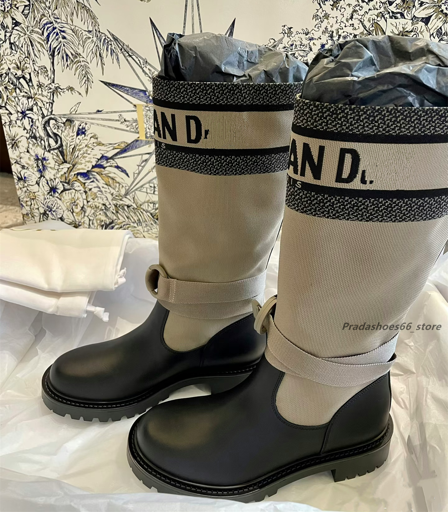 Luxury designer cd boots Lace-up Combat Women Martins boots Chunky Heel Platform Women Boots British Style Thick Sole Increase Height Casual Boots chan Shoes Celi