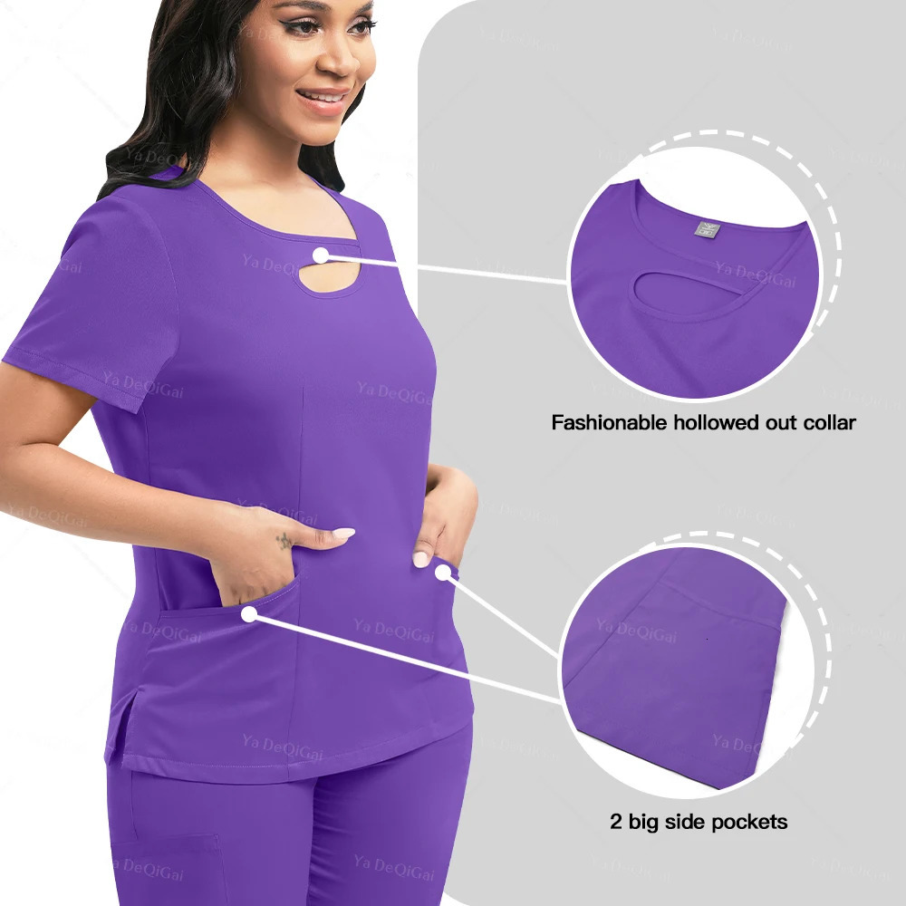 Beauty Workwear Women Nurses Uniform Scrubs Set Spa Top Pants Clinic Carer Clothes Nursing Uniforms Jogger Suit y250825