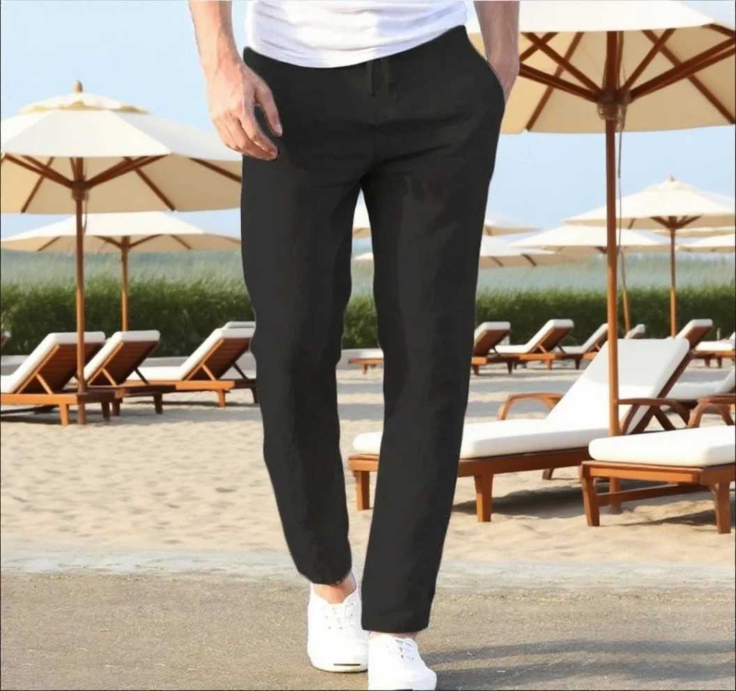 Mens Cotton Linen Pants Joggers Sweatpants Streetwear Breathable Solid Color Vacation Linen Trousers Autumn Loose Casual Pants W250826