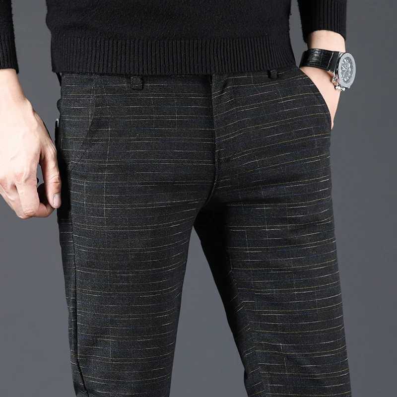 Mens Comfortable Breathable Cotton Casual Pants Mens Fashion Slim Fit Straight Korean Style Stretch Black Gray Blue Mens Pants W250826