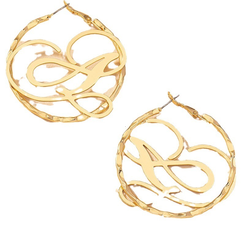 GoldButterfly 75mm Twisted Custom Name Earrings A-Z Original Letter Large Ring Earrings Name Earrings Personalized Womens Gifts 241025