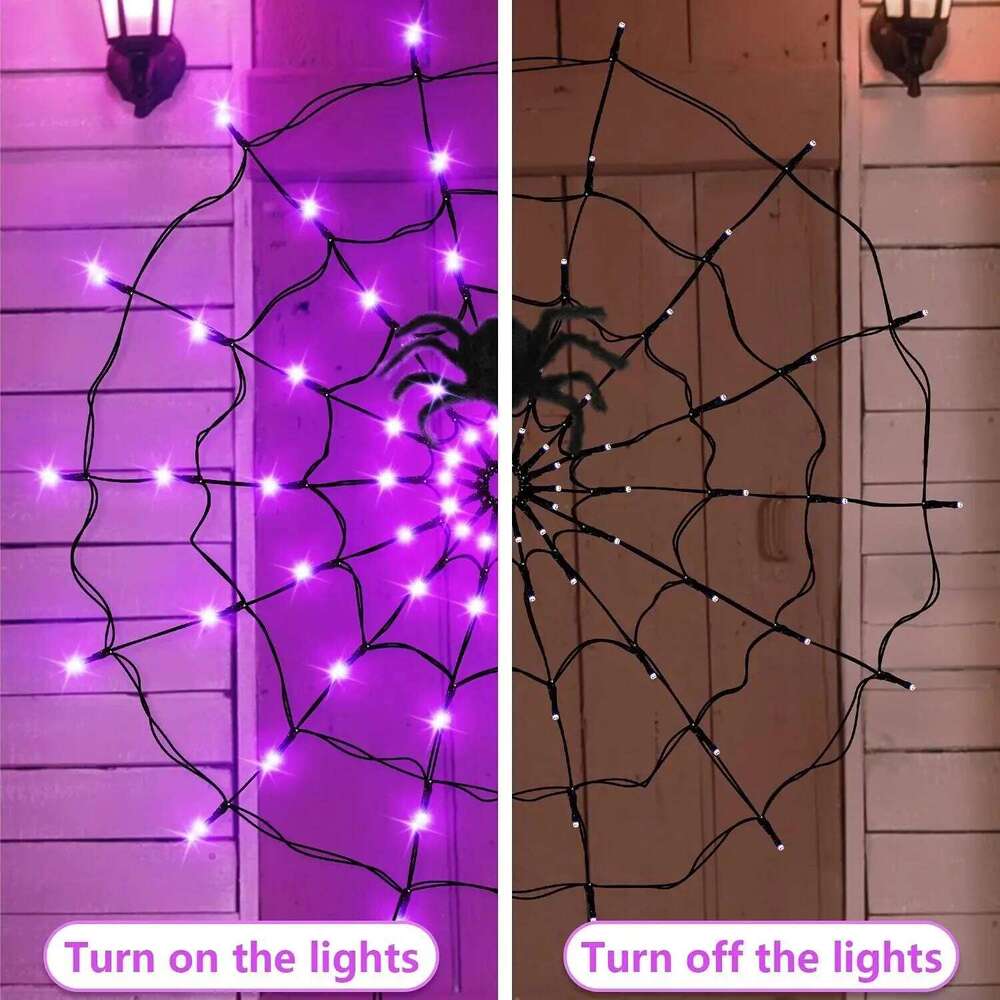 Halloween LED String Festival Ghost House Party Decoration Atmosphere Spider Web Colorful Light