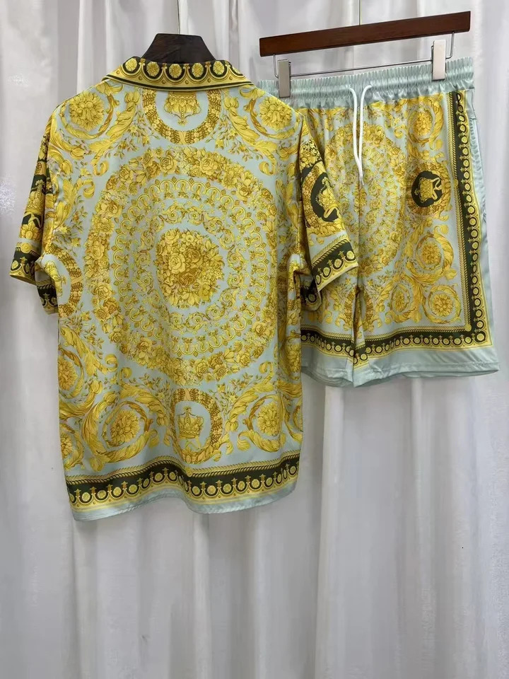 Summer Men Shirt Set 3d Print Vintage Silver Dragon Pattern Beach Short Sleeve Casual Oversize Shorts Hawaiian Suits 250825