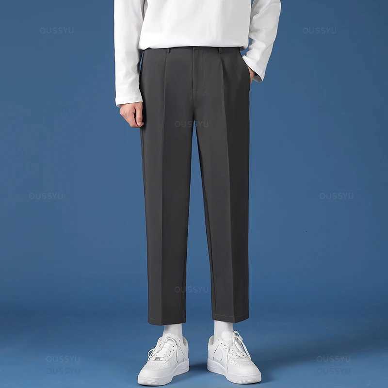 Spring Summer New Smooth Pendulous Suit Pants Men Business Long Trousers Korean Formal Ankle Length Pants Male Plus Size 40 W250826