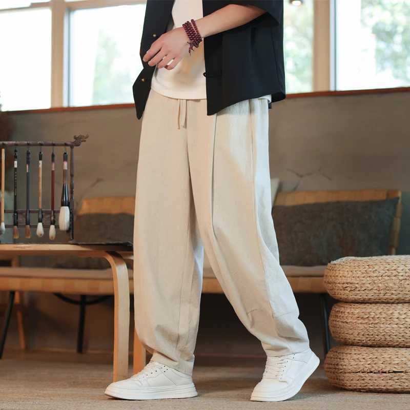 New Cotton Linen Harem Pants Solid Color Loose Large Jogging Sweatpants Breathable Basic Streetwear W250826