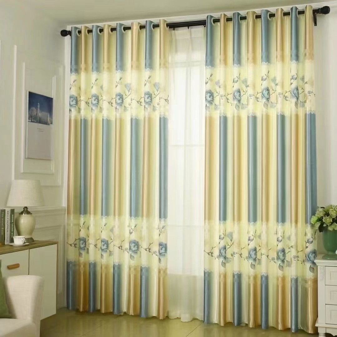 YL-37017 digital printed fabric shower curtain waterproof thick bathroom hook partition curtain