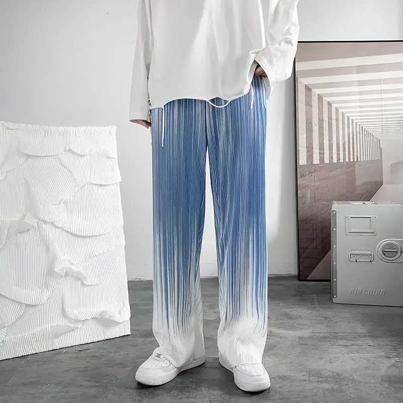 Summer Silk Pleated Man Casual Pants Harajuku Wide Leg Oversize Pants Streetwear Vintage Y2k Pants Clothes Trousers 2022 New W250826
