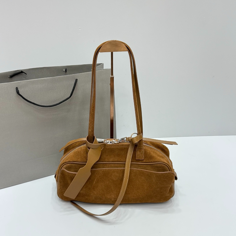 Real Suede Leather Shoulder Bags Carrie Bowling Totes 2025 New Designer Handbags Underarm Bag Hobo Large Capacity Women Quality Vintage Carry Purses 3333